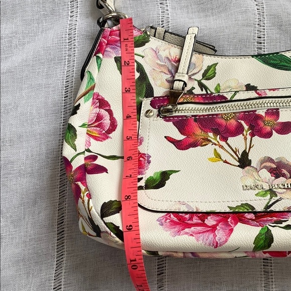 Dana Buchman Pink and White Floral Shoulder Bag with Silver Accents - Picture 12 of 13
